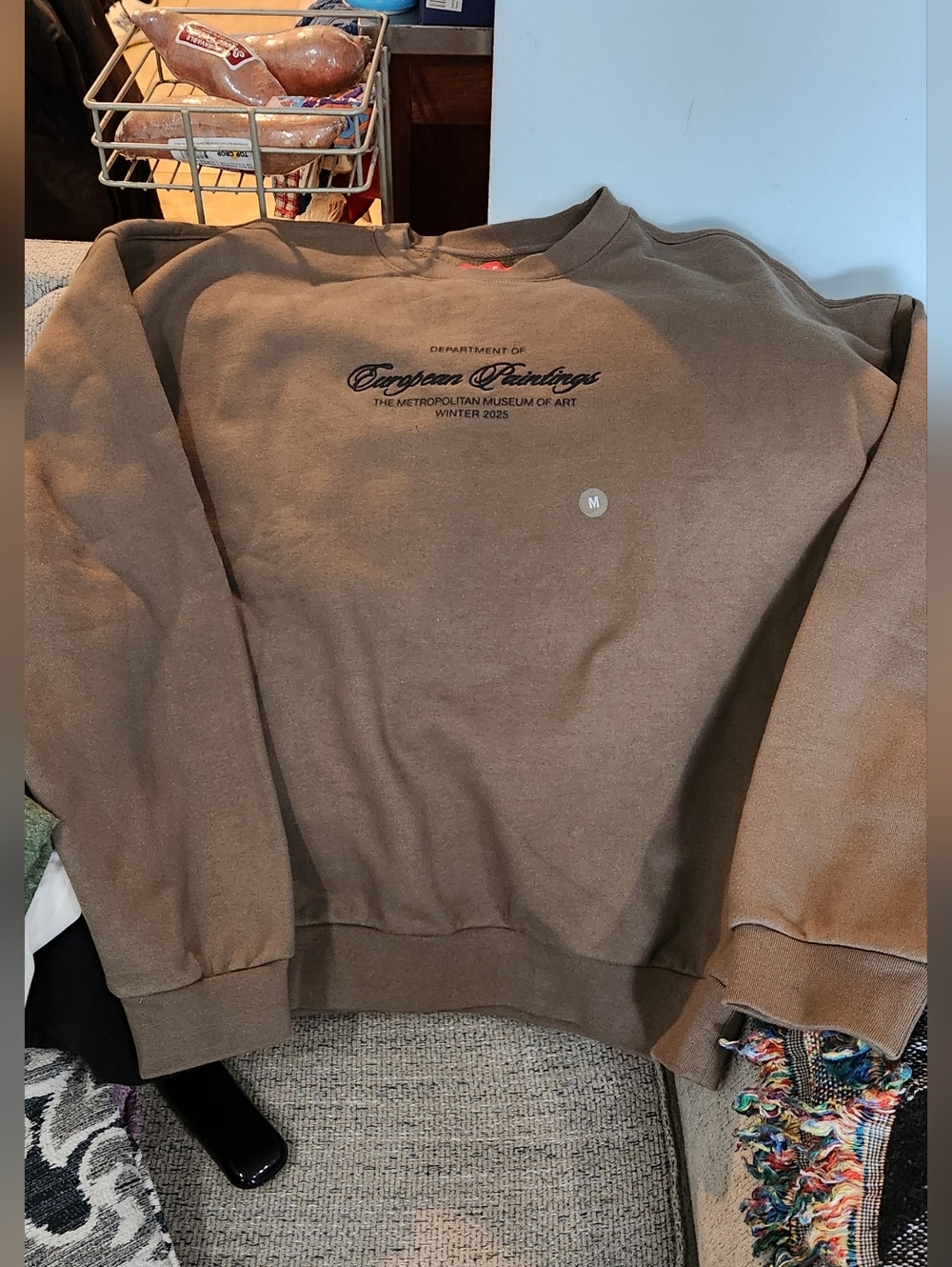 PacSun Brown Crewneck Sweater with Front Script Logo